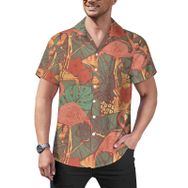 AILLOSA YH-504 Aloha Hawaii Çiçek Baskılı 3D Desen Kısa Kollu Erkek Gömlek
