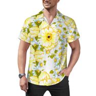 AILLOSA YH-505 Aloha Hawaii Çiçek Baskılı 3D Desen Kısa Kollu Erkek Gömlek