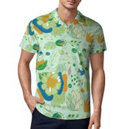 AILLOSA YH-506 3D Baskılı Desen Kısa Kollu Polo Yaka Erkek T-shirt