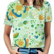 AILLOSA YH-506 Tamamı Baskılı Kısa Kollu Yuvarlak Yaka Kadın T-shirt