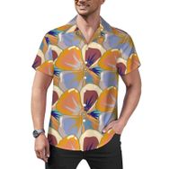 AILLOSA YH-507 Aloha Hawaii Çiçek Baskılı 3D Desen Kısa Kollu Erkek Gömlek