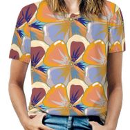 AILLOSA YH-507 Tamamı Baskılı Kısa Kollu Yuvarlak Yaka Kadın T-shirt