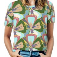 AILLOSA YH-508 Tamamı Baskılı Kısa Kollu Yuvarlak Yaka Kadın T-shirt
