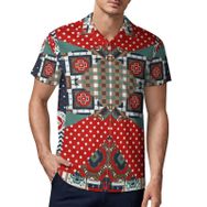 AILLOSA YH-509 3D Baskılı Desen Kısa Kollu Polo Yaka Erkek T-shirt