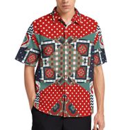 AILLOSA YH-509 Aloha Hawaii 3D Desen Kısa Kollu Erkek Gömlek