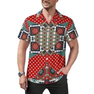 AILLOSA YH-509 Aloha Hawaii Çiçek Baskılı 3D Desen Kısa Kollu Erkek Gömlek
