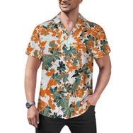AILLOSA YH-51 Aloha Hawaii Çiçek Baskılı 3D Desen Kısa Kollu Erkek Gömlek