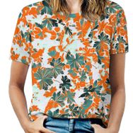 AILLOSA YH-51 Tamamı Baskılı Kısa Kollu Yuvarlak Yaka Kadın T-shirt