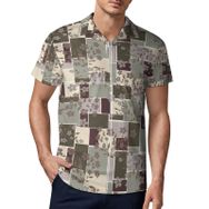 AILLOSA YH-511 3D Baskılı Desen Kısa Kollu Polo Yaka Erkek T-shirt