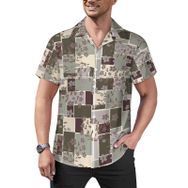 AILLOSA YH-511 Aloha Hawaii Çiçek Baskılı 3D Desen Kısa Kollu Erkek Gömlek