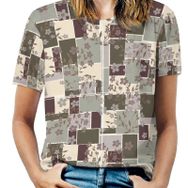 AILLOSA YH-511 Tamamı Baskılı Kısa Kollu Yuvarlak Yaka Kadın T-shirt