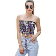 AILLOSA YH-512 Seksi File Tüp Üst Yaz Tube Top Tank Tops Kadın Askılı Üst Bluz
