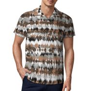 AILLOSA YH-513 3D Baskılı Desen Kısa Kollu Polo Yaka Erkek T-shirt