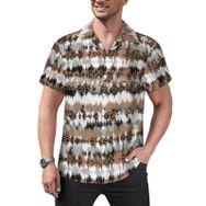 AILLOSA YH-513 Aloha Hawaii Çiçek Baskılı 3D Desen Kısa Kollu Erkek Gömlek