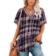 AILLOSA YH-514 Tamamı Baskılı V Yaka Kısa Kollu Kadın T-Shirt