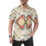 AILLOSA YH-515 Aloha Hawaii Çiçek Baskılı 3D Desen Kısa Kollu Erkek Gömlek