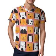 AILLOSA YH-516 3D Baskılı Desen Kısa Kollu Polo Yaka Erkek T-shirt