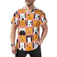 AILLOSA YH-516 Aloha Hawaii Çiçek Baskılı 3D Desen Kısa Kollu Erkek Gömlek