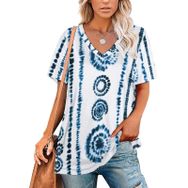 AILLOSA YH-517 Tamamı Baskılı Kısa Kollu V Yakalı Kadın T-shirt