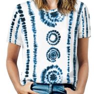 AILLOSA YH-517 Tamamı Baskılı Kısa Kollu Yuvarlak Yaka Kadın T-shirt