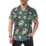 AILLOSA YH-518 Aloha Hawaii Çiçek Baskılı 3D Desen Kısa Kollu Erkek Gömlek