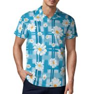 AILLOSA YH-519 3D Baskılı Desen Kısa Kollu Polo Yaka Erkek T-shirt