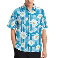 AILLOSA YH-519 Aloha Hawaii 3D Desen Kısa Kollu Erkek Gömlek