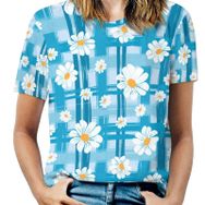 AILLOSA YH-519 Tamamı Baskılı Kısa Kollu Yuvarlak Yaka Kadın T-shirt