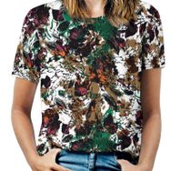AILLOSA YH-52 Tamamı Baskılı Kısa Kollu Yuvarlak Yaka Kadın T-shirt