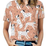 AILLOSA YH-520 Tamamı Baskılı Kısa Kollu Yuvarlak Yaka Kadın T-shirt
