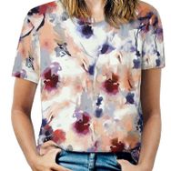 AILLOSA YH-522 Tamamı Baskılı Kısa Kollu Yuvarlak Yaka Kadın T-shirt