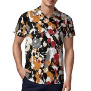 AILLOSA YH-523 3D Baskılı Desen Kısa Kollu Polo Yaka Erkek T-shirt
