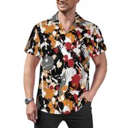 AILLOSA YH-523 Hawaii Çiçek Baskılı 3D Desen Kısa Kollu Erkek Gömlek