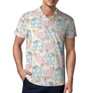 AILLOSA YH-524 3D Baskılı Desen Kısa Kollu Polo Yaka Erkek T-shirt