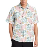 AILLOSA YH-524 Aloha Hawaii 3D Desen Kısa Kollu Erkek Gömlek