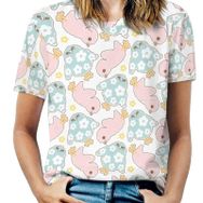 AILLOSA YH-524 Tamamı Baskılı Kısa Kollu Yuvarlak Yaka Kadın T-shirt
