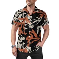 AILLOSA YH-525 Hawaii Çiçek Baskılı 3D Desen Kısa Kollu Erkek Gömlek