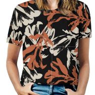 AILLOSA YH-525 Tamamı Baskılı Kısa Kollu Yuvarlak Yaka Kadın T-shirt