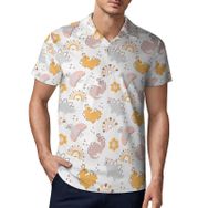 AILLOSA YH-527 3D Baskılı Desen Kısa Kollu Polo Yaka Erkek T-shirt