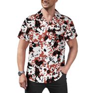 AILLOSA YH-528 Hawaii Çiçek Baskılı 3D Desen Kısa Kollu Erkek Gömlek