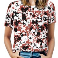 AILLOSA YH-528 Tamamı Baskılı Kısa Kollu Yuvarlak Yaka Kadın T-shirt