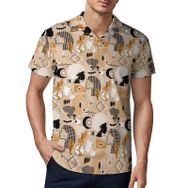 AILLOSA YH-529 3D Baskılı Desen Kısa Kollu Polo Yaka Erkek T-shirt