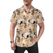 AILLOSA YH-529 Hawaii Çiçek Baskılı 3D Desen Kısa Kollu Erkek Gömlek