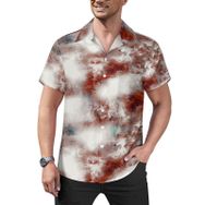 AILLOSA YH-53 Hawaii Çiçek Baskılı 3D Desen Kısa Kollu Erkek Gömlek