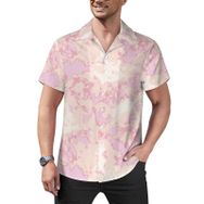 AILLOSA YH-530 Hawaii Çiçek Baskılı 3D Desen Kısa Kollu Erkek Gömlek