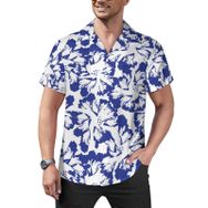 AILLOSA YH-531 Hawaii Çiçek Baskılı 3D Desen Kısa Kollu Erkek Gömlek