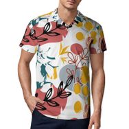 AILLOSA YH-532 3D Baskılı Desen Kısa Kollu Polo Yaka Erkek T-shirt