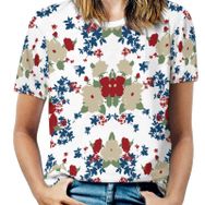AILLOSA YH-533 Tamamı Baskılı Kısa Kollu Yuvarlak Yaka Kadın T-shirt
