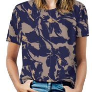 AILLOSA YH-535 Tamamı Baskılı Kısa Kollu Yuvarlak Yaka Kadın T-shirt