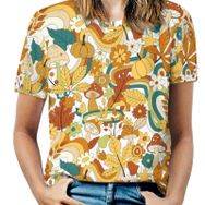 AILLOSA YH-536 Tamamı Baskılı Kısa Kollu Yuvarlak Yaka Kadın T-shirt